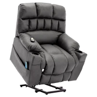 Electric Power Lift Recliner Armchair with Heating Points, Side Pockets, Remote Control Massage Chair for Elderly, 93x93x102 cm, Grey(m-2)