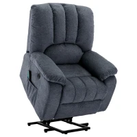 Electric Recliner Armchair with Heating Massage Points, USB Ports, Side Pockets, Executive Power Lift Massage Chair, 92x94x105 cm, Light Grey-Blue(m-2)