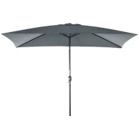 Outsunny 3x2m Patio Parasol Garden Umbrellas Canopy with Aluminium Tilt Crank Rectangular Sun Shade Steel, Dark Grey(m-10)