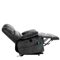Electric Power Lift Recliner Chair with Heating Massage Points, Vibration, USB Ports, and Side Pockets, 103x100x106 cm, Grey(m-8)