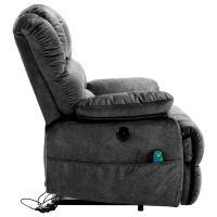 Electric Power Lift Recliner Chair with Heating Massage Points, Vibration, USB Ports, and Side Pockets, 103x100x106 cm, Grey(m-6)