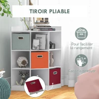 HOMCOM Meuble de rangement d'angle meuble enfant unité de rangement 9 niches 3 tiroirs non tissé MDF blanc(m-5)