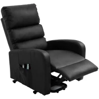 Power Lift Recliner Massage Chair with Heat & Vibration, Heavy Duty Safety Motion Mechanism, Side Pockets, Remote Control, Faux Leather - 73x91x109 cm, Black(m-7)