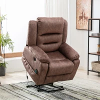 Electric Recliner Massage Chair with Heat, USB Ports, Side Pockets, Easy Assembly, for Home Living Room, 87x85x107 cm, Brown(m-7)