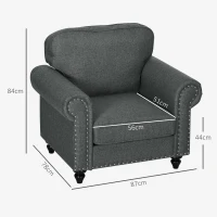 HOMCOM Mid-Century Armchair, with Pocket Springs - Charcoal Grey(m-3)