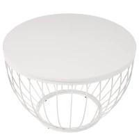 Modern Nest of Coffee Tables Set of 2, Melamine Veneer Top with Metal Frame, Includes Large and Small Tables, Easy Assembly, 60x60x40 cm; 40x40x42 cm, White(m-6)