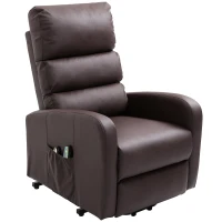 Power Lift Recliner Massage Chair with Heat & Vibration, Heavy Duty Safety Motion, Side Pockets, Remote Control, 73x91x109 cm, Brown(m-11)