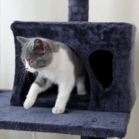 Extra-Large Cat Tree with Scratching Posts, Multi-Level Activity Centre for Large Cats, 61x50.5x170 cm, Grey(m-9)