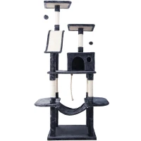 Extra-Large Cat Tree with Scratching Posts, Multi-Level Activity Centre for Large Cats, 61x50.5x170 cm, Grey(m-11)