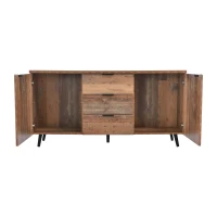 Vintage Sideboard Cabinet with Storage Drawers, Adjustable Shelves, Ideal Wood Chest of Drawers for Living Room, Kitchen, 140x35x70 cm, Brown(m-6)