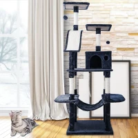 Extra-Large Cat Tree with Scratching Posts, Multi-Level Activity Centre for Large Cats, 61x50.5x170 cm, Grey(m-1)