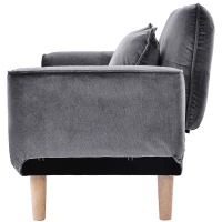 2 Seater Recliner Sofa with Wooden Legs, Multi-Position Sleeping Sofa Chair, 125x61x70 cm, Grey(m-8)
