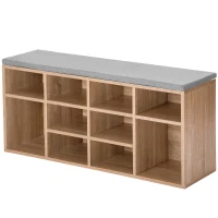 Adjustable Shoe Storage Cabinet With 10 Open Shelves, Wooden Shoe Storage Bench, Click System and Moisture-Resistant Feet, for Hallway, 104x30x48 cm, Oak(m-8)