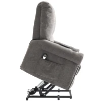 Electric Power Lift Recliner Chair with Single Motor, Heated Massage, Stand Assist, Storage Pockets, Cup Holders, 91x90x108 cm, Grey(m-7)
