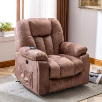 Power Massage Lift Recliner Chair with Heat & Vibration, USB Ports, Side Pockets, Easy Assembly, 100x95x102 cm, Ergonomic 6 Points Vibration Massage, Brown(m-1)