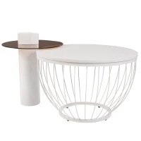 Modern Nest of Coffee Tables Set of 2, Melamine Veneer Top with Metal Frame, Includes Large and Small Tables, Easy Assembly, 60x60x40 cm; 40x40x42 cm, White(m-2)