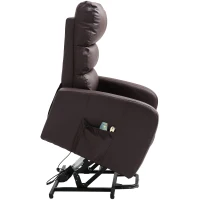 Power Lift Recliner Massage Chair with Heat & Vibration, Heavy Duty Safety Motion, Side Pockets, Remote Control, 73x91x109 cm, Brown(m-6)