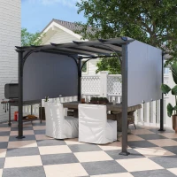 Outsunny 3 x 3(m) Outdoor Retractable Pergola, Garden Pergola Gazebo with Adjustable Canopy, Grey(m-2)
