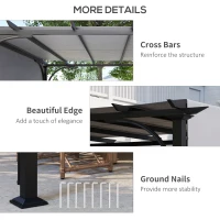 Outsunny 3 x 3(m) Outdoor Retractable Pergola, Garden Pergola Gazebo with Adjustable Canopy, Grey(m-6)