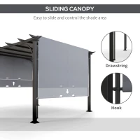 Outsunny 3 x 3(m) Outdoor Retractable Pergola, Garden Pergola Gazebo with Adjustable Canopy, Grey(m-5)