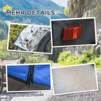 PawHut Hundeanhänger Fahrradanhänger bis 30kg lagerbar geländegängig Reflektoren Kunststoffvorhang Wetterfestes Oxford-Gewebe Stahlrahmen 145 x 80 x 87 cm Grau+Blau(m-9)