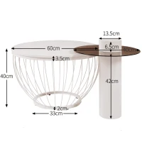 Modern Nest of Coffee Tables Set of 2, Melamine Veneer Top with Metal Frame, Includes Large and Small Tables, Easy Assembly, 60x60x40 cm; 40x40x42 cm, White(m-3)