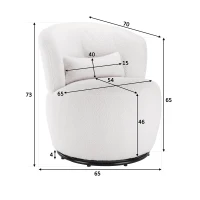 Swivel Recliner Accent Armchair with Teddy Fabric, 360-Degree Rotation and Detachable Lumbar Pillow, 65x70x73 cm, White(m-3)