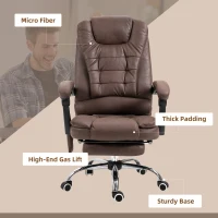 Vinsetto Massagebureaustoel met Lig- & Verwarmingsfunctie, Draaibaar, Ergonomisch, tot 120 kg, 65 x 138 x 98-104 cm, Bruin(m-4)