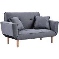 Expandable 2 Seater Bed Settee with 3 Adjustable Positions, Easy Assembly, Modern Fabric Loveseat for Flats, Dormitories, 125x61x70 cm, Grey(m-2)