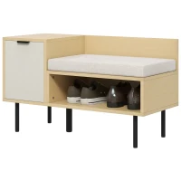 HOMCOM Banco Sapateira Sapateira de Entrada com Almofada Porta e Prateleira para Sapatos com Assento 80x35x47 cm Madeira(m-11)