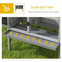 PawHut Cușcă de Iepure Ridicată, Cușcă de Iepure cu Tavă Extensibilă și Trapă, 84x43x70 cm, Gri(m-6)