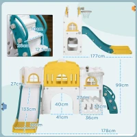 AIYAPLAY 7-in-1 Toddler Slide for Ages 1-3 Years with Basketball Hoop(m-3)