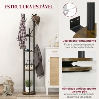 HOMCOM Cabide de Pé Giratório para Roupa de 4 Níveis com 4 Prateleiras 8 Ganchos para Pendurar Roupas Ø30x175 cm Marrom Rústico(m-6)