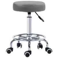 Vinsetto PU Leather Rolling Stool, Height Adjustable Stool Chair with Wheels for Salon, Massage, Spa, Grey(m-1)