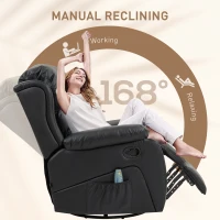 HOMCOM Fotoliu Relaxant cu Masaj și Înclinare Reglabilă, Fotoliu Electric Rotativ la 360° cu Telecomandă, 97x92x104 cm, Negru(m-5)