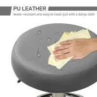 Vinsetto PU Leather Rolling Stool, Height Adjustable Stool Chair with Wheels for Salon, Massage, Spa, Grey(m-6)