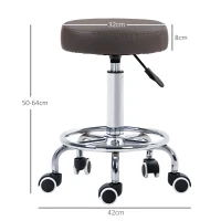 Vinsetto PU Leather Rolling Stool, Height Adjustable Stool Chair with Wheels for Salon, Massage, Spa, Grey(m-3)