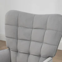 HOMCOM Fotoliu Tapițat cu Cotiere și Suport pentru Picioare Integrat, Taburet din Țesătură cu Efect de Catifea, 73x77.5x98 cm, Gri Deschis(m-6)