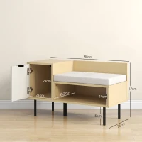 HOMCOM Banco Sapateira Sapateira de Entrada com Almofada Porta e Prateleira para Sapatos com Assento 80x35x47 cm Madeira(m-3)