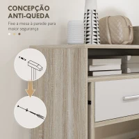 HOMCOM Mesa Consola de Entrada de 2 Níveis com Trilhos Deslizantes 2 Gavetas 2 Rodas Móvel de Entrada 95x35x87 cm Madeira e Branco(m-6)