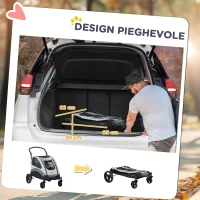 PawHut Passeggino per Cani di Taglia Media con 4 Ruote, Borsa Portaoggetti e Finestra a Rete, 107x67x102 cm, Grigio(m-5)