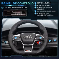 HOMCOM Carro Elétrico AUDI RS E-Tron GT 12V com 2 Motores Faróis LED Buzina Música USB 3-5km/h 103x58x41cm Preto(m-5)
