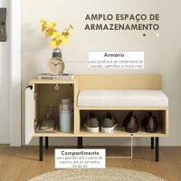 HOMCOM Banco Sapateira Sapateira de Entrada com Almofada Porta e Prateleira para Sapatos com Assento 80x35x47 cm Madeira(m-4)