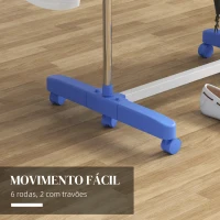 HOMCOM Estendal Vertical Dobrável de 4 Níveis com 6 Rodas 2 Laterais Dobráveis Prateleiras Ajustáveis 142x55x172 cm Azul(m-7)