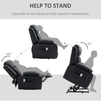 HOMCOM Riser and Recliner Chair with Vibration Massage, PU Leather Power Lift Chair for Elderly, Black(m-7)