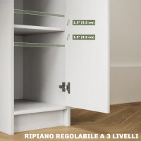 HOMCOM Toeletta Trucco con Specchio e Sgabello, Cassetto, Armadietto e Ripiani in Legno, Bianco(m-5)