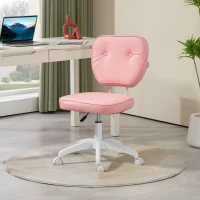 Vinsetto Vanity Office Chair, PU Leather Computer Chair for Home, with Adjustable Height, Armless, Swivel Wheels, Pink(m-10)