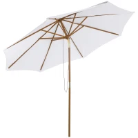 Outsunny Sombrilla Parasol de Madera Grande Ø300x250cm para Exterior Jardín Patio Altura Ajustable en 3 Niveles Desmontable Portátil Fácil de Guardar y Transportar Color Marfil(m-10)