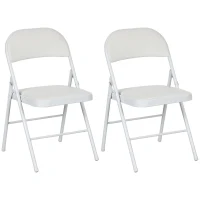HOMCOM Set of Two Cushioned Steel Folding Chairs - White(m-1)