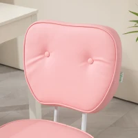 Vinsetto Vanity Office Chair, PU Leather Computer Chair for Home, with Adjustable Height, Armless, Swivel Wheels, Pink(m-7)